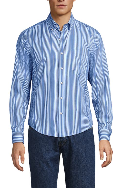 Lands' End Traditional Fit Long Sleeve Travel Kit Shirt In Blue