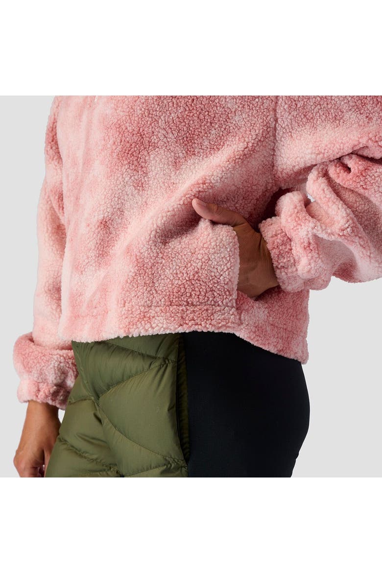 Printed Mid Pile Fleece 1/4 Zip Pullover - Women's, Alternate, color, Pink Cloud Prink