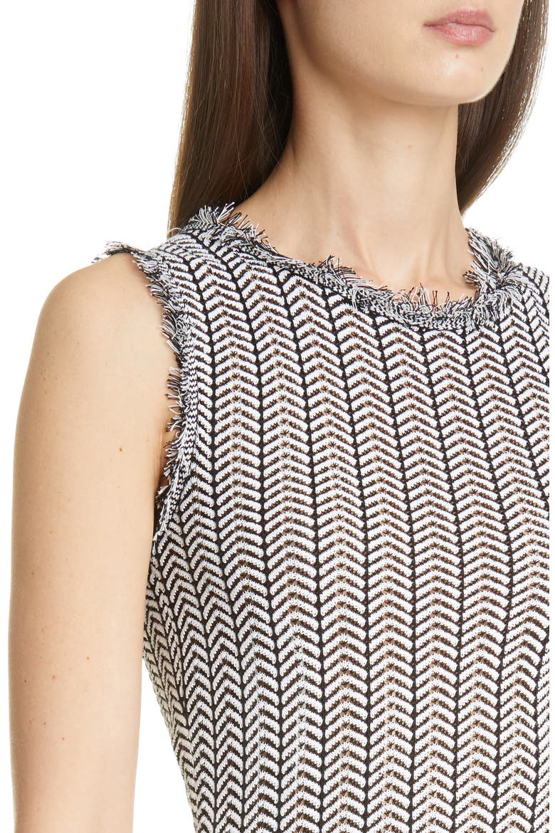 Herringbone Knit Asymmetrical Dress, Alternate, color, BLACK/ WHITE