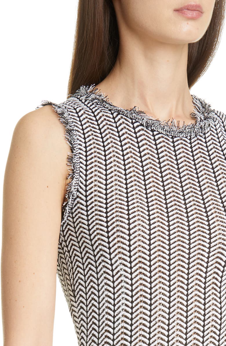 Oscar de la Renta Herringbone Knit Asymmetrical Dress, Alternate, color, 