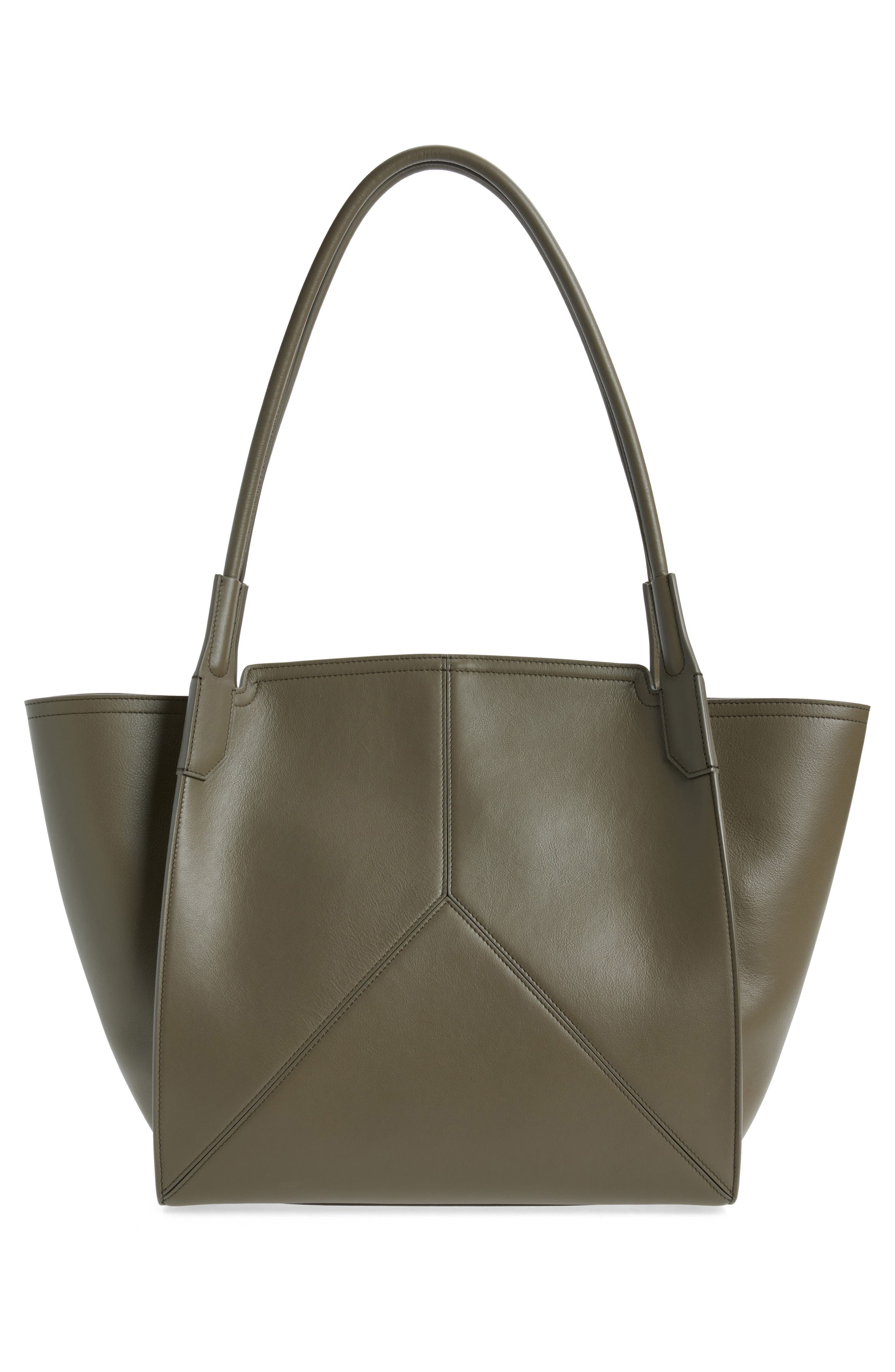 Small Victoria Leather Tote, Alternate, color, LIGHT KHAKI