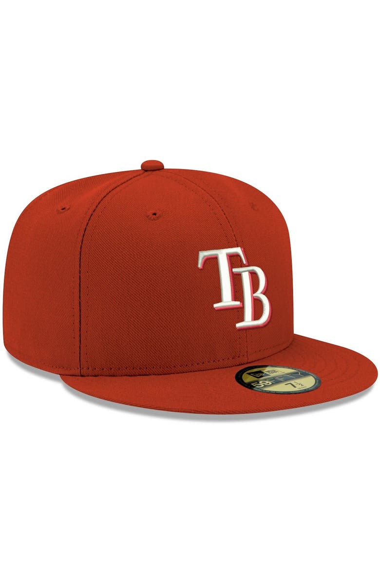 New Era Men's New Era Red Tampa Bay Rays White Logo 59FIFTY Fitted Hat, Alternate, color, Red