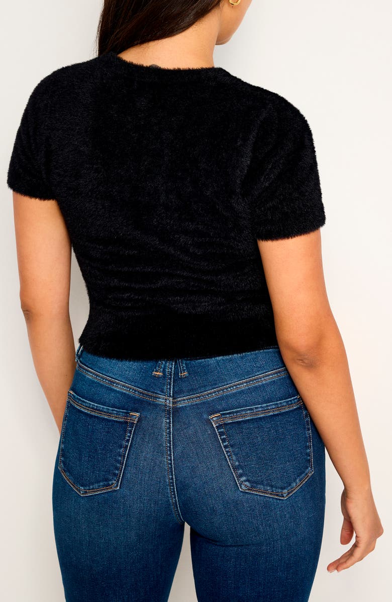 Good American Fuzzy Baby Tee, Alternate, color, Black001