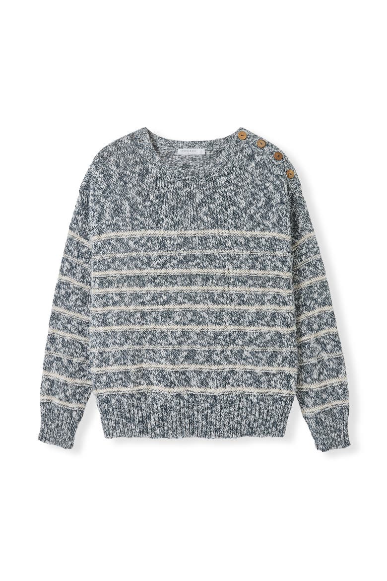 Linen Cotton Breton Sweater, Alternate, color, Navy Mouline