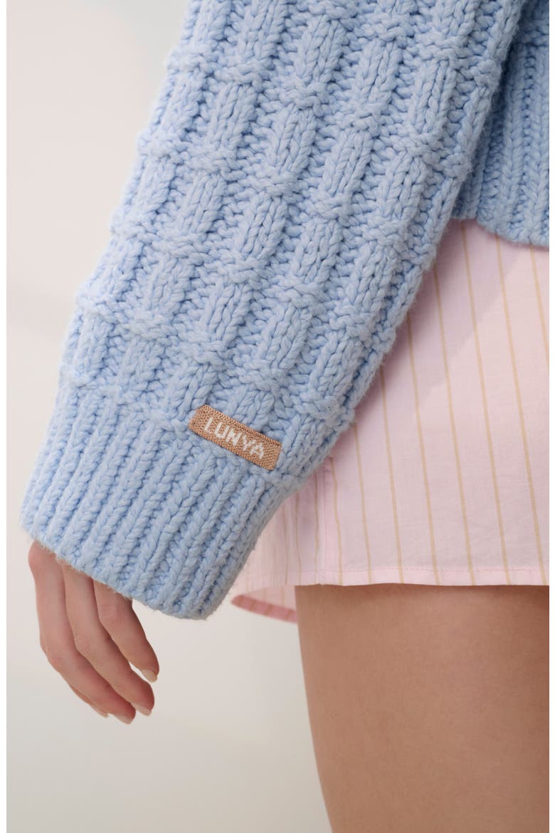 Cloud Cotton Basket Stitch Cardigan, Alternate, color, WHISPER BLUE