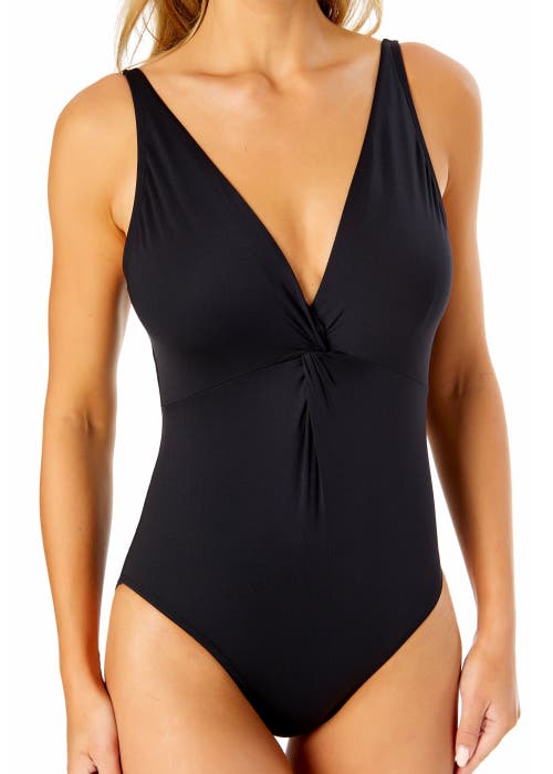 ANNE COLE LIVE IN COLOR PLUNGE TWIST ONE PIECE SWIMSUIT