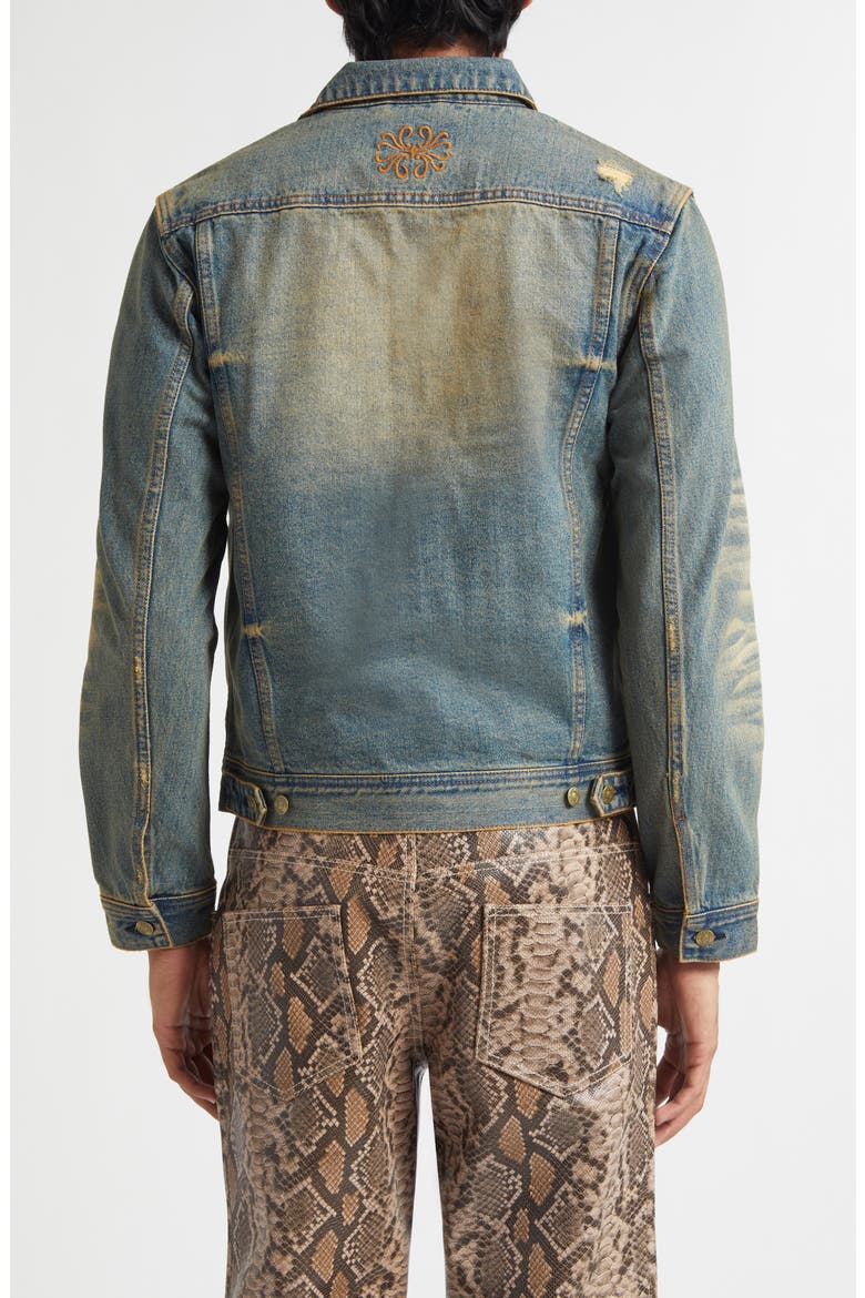 Distressed Vintage Wash Denim Trucker Jacket, Alternate, color, VINTAGE WASH