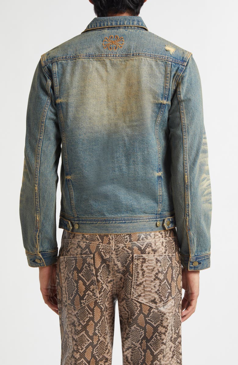 MIDNIGHT RODEO Distressed Vintage Wash Denim Trucker Jacket, Alternate, color, Vintage Wash