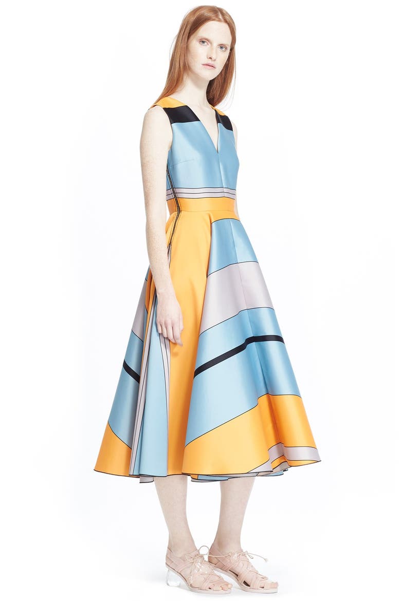 'Lovell' Sleeveless Dress, Alternate, color, ORANGE/ SKY BLUE/ GREY