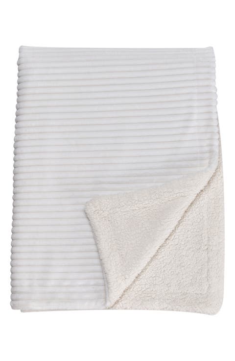 Ribbed Faux Shearling Reversible Blanket