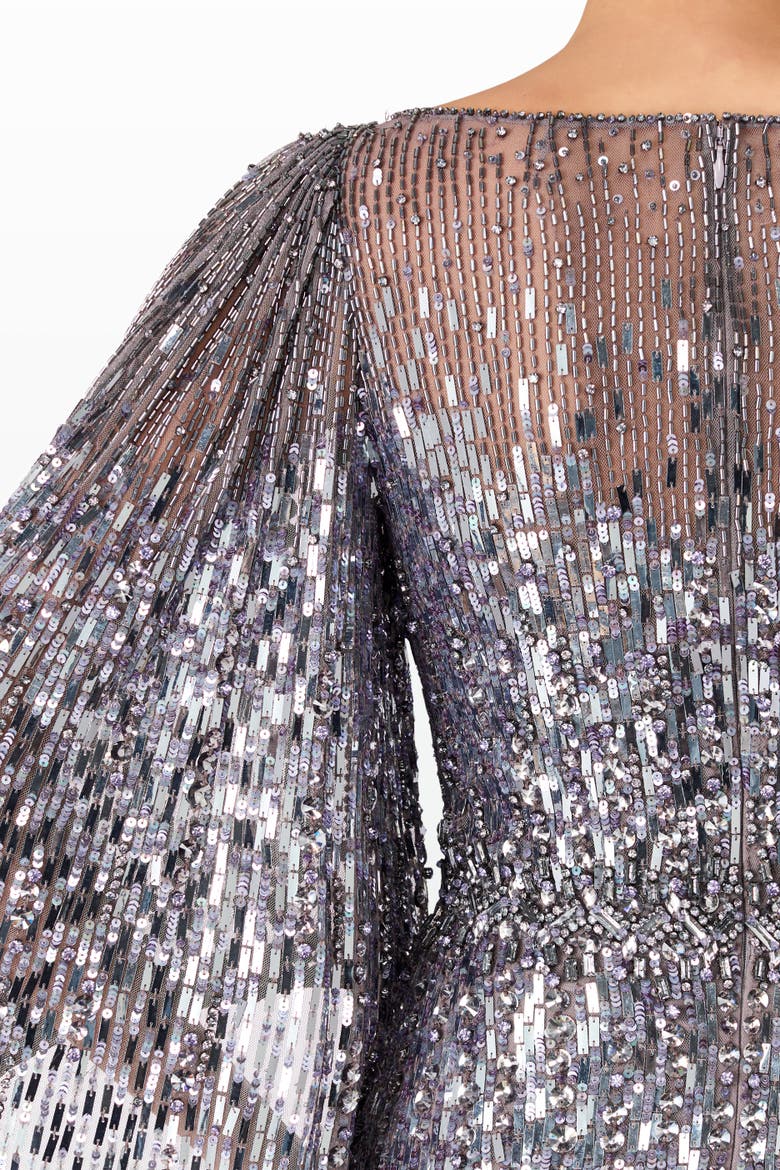 Ines Sequin-Embellished Dress, Alternate, color, Granite
