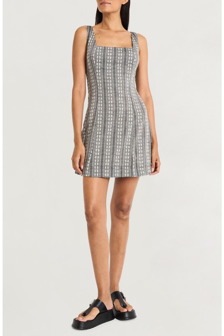Square Neck Minidress, Main, color, IVORY/ BLACK