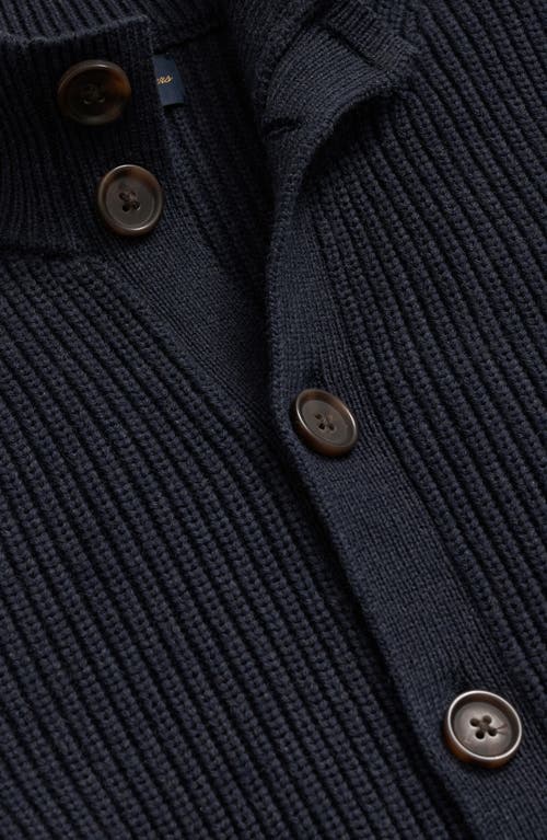 Brooks Brothers Supima Cotton Ribbed Mock Neck Cardigan In Blue