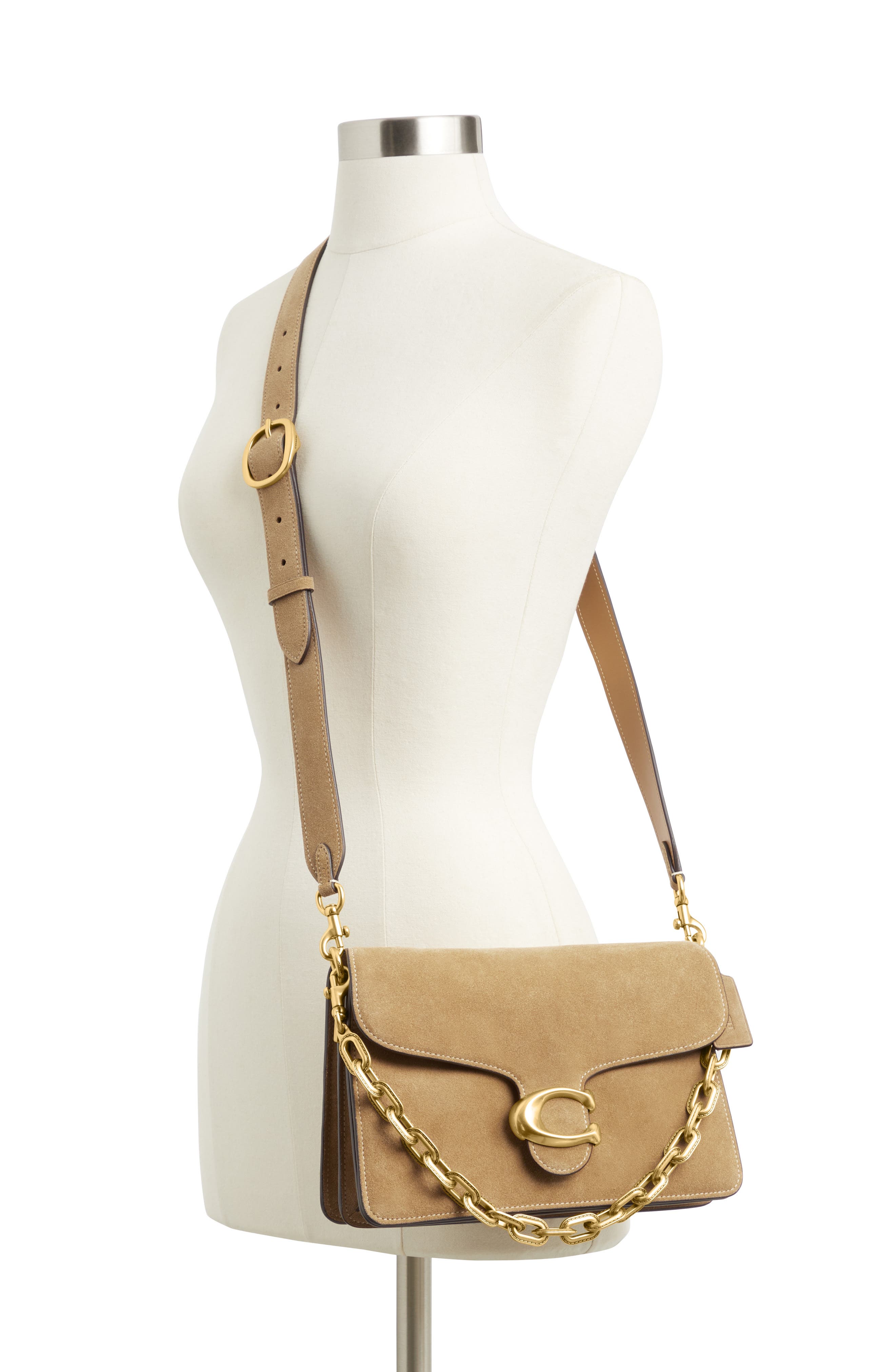COACH Chain Tabby Suede Shoulder Bag, Alternate, color, 