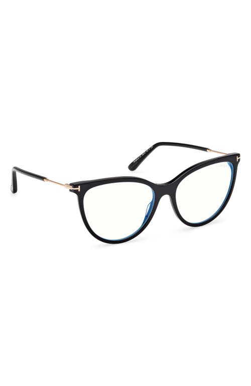 Tom Ford 56mm Cat Eye Blue Light Blocking Optical Glasses In Multi