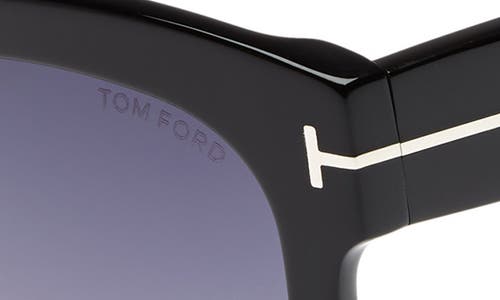 Tom Ford Beatrix 52mm Polarized Lens Oversize Square Sunglasses In Shiny Black/smoke Mirror