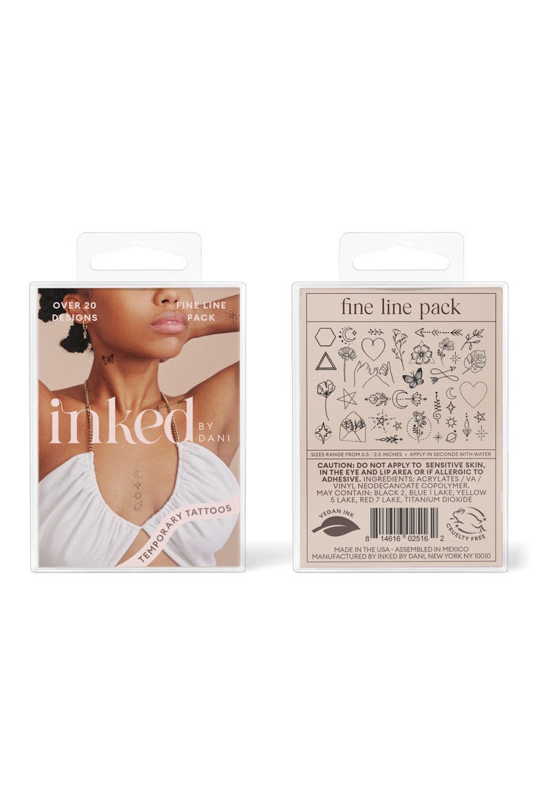 Fine Line Temporary Tattoos, Alternate, color, BLACK