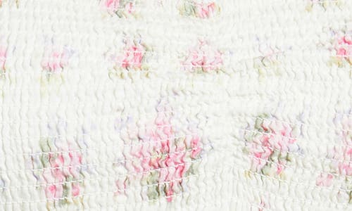 Loveshackfancy Siona Floral Stripe Smock Bodice Cotton Dress In Thulian Pink