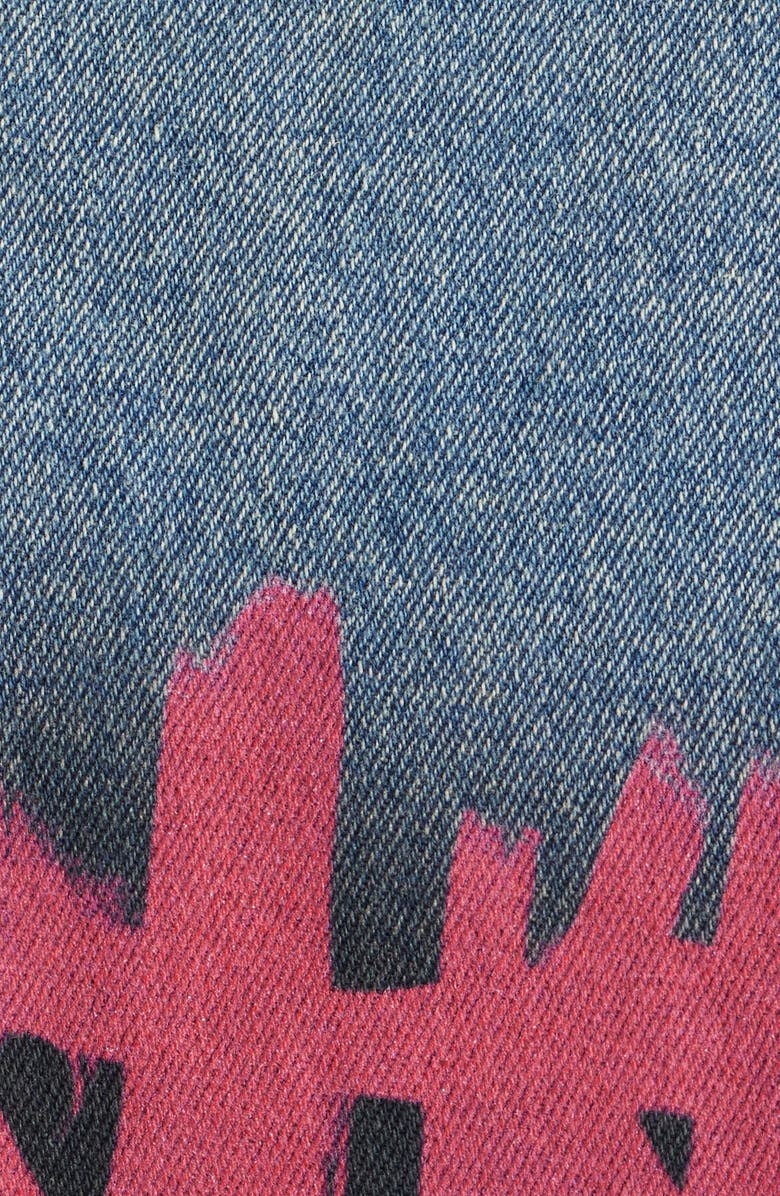 RtA Cesar Graphic Graffiti Denim Vest with Quilted Lining, Alternate, color, Graffiti Blue