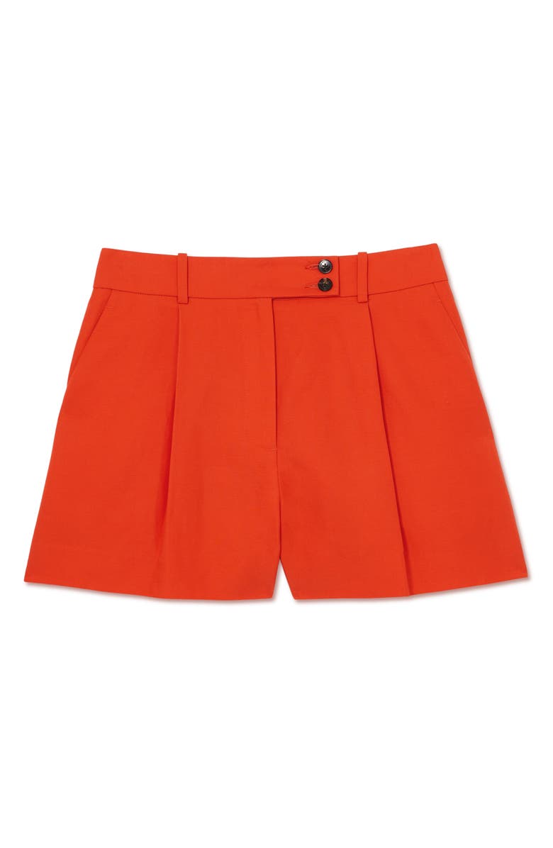 Reiss Raine Pleated Flare Leg Shorts, Alternate, color, Orange