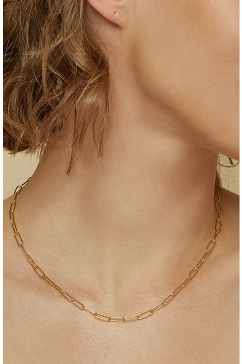18k Gold Plated Sterling Silver Sinai Textured Chain Necklace Gift Idea, Alternate, color, Gold