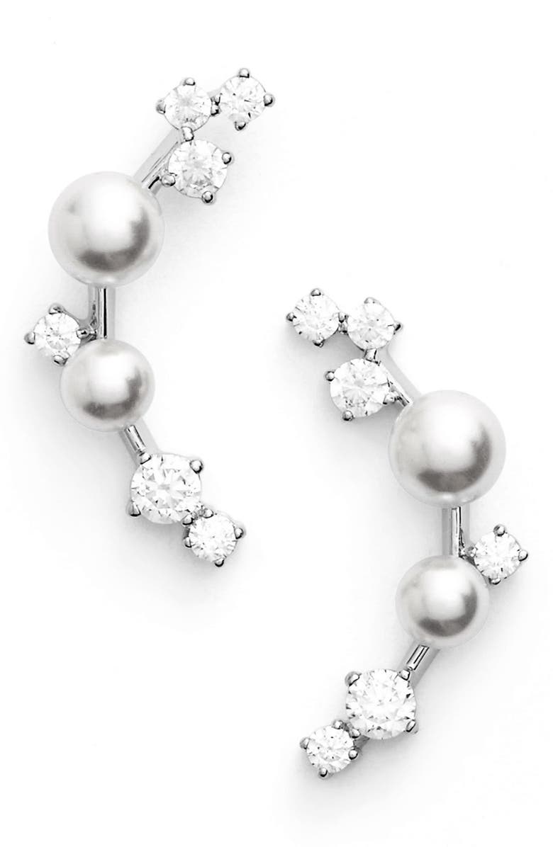 Nadri Faux Pearl Ear Crawlers, Main, color, 