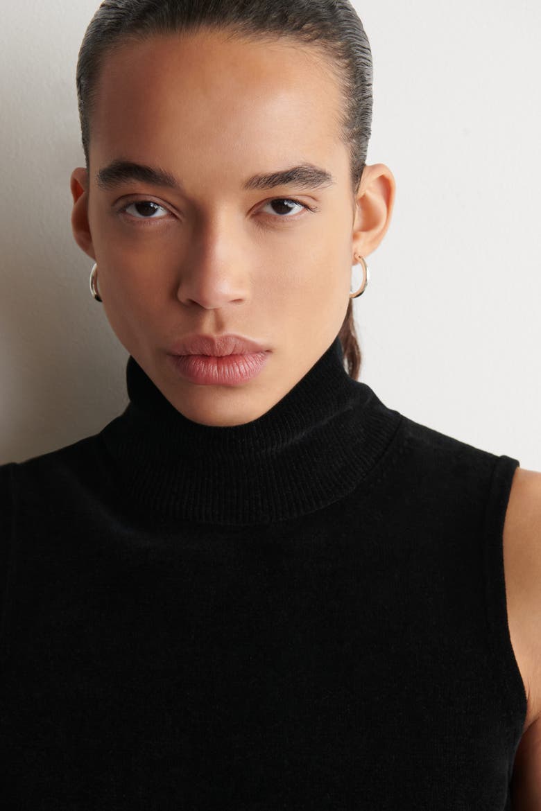 Chenille Mock-Neck Vest, Alternate, color, BLACK