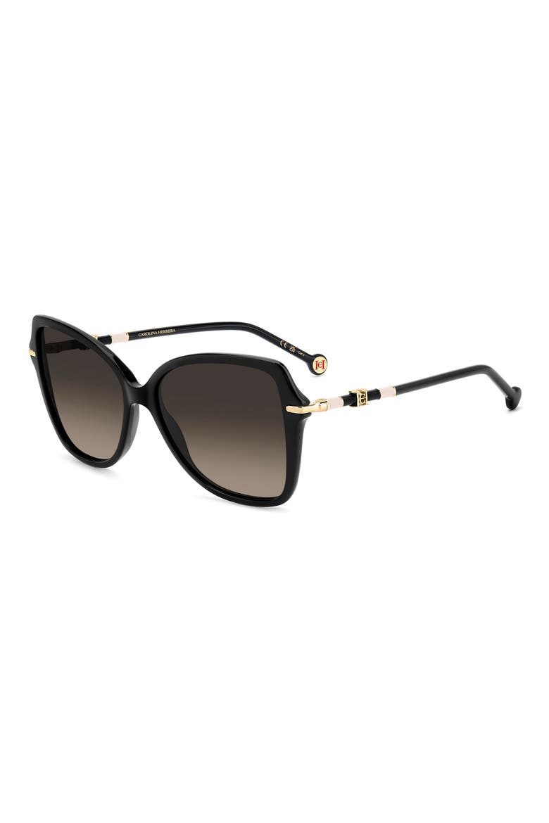 Her 56mm Gradient Butterfly Sunglasses, Alternate, color, BLACK/ BROWN SF