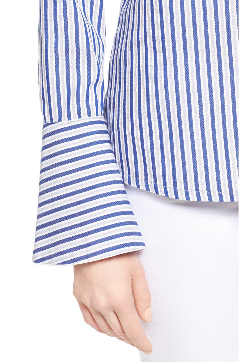 Luz Stripe Bell Cuff Shirt, Alternate, color, BLUE/ WHITE