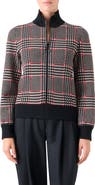 Akris punto Houndstooth Check Virgin Wool 
Cashmere Zip Cardigan