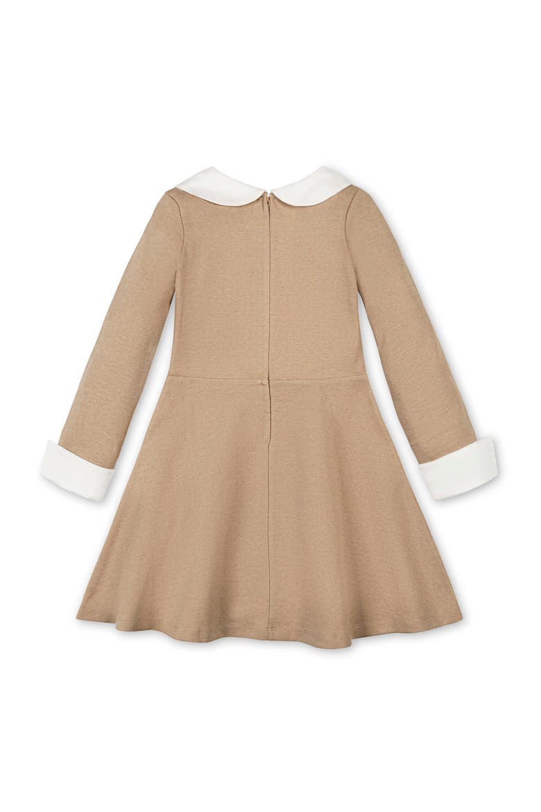 Kids' French Look Ponte Dress with Bow, Alternate, color, Camel Heather