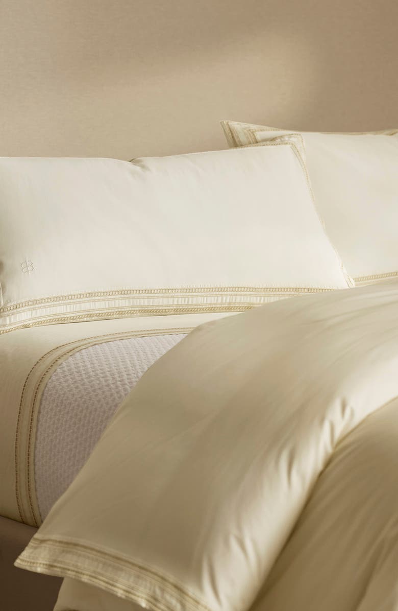 Boll & Branch Signature Ladder Stitch Duvet Cover & Shams Set, Alternate, color, Cream/ Sand