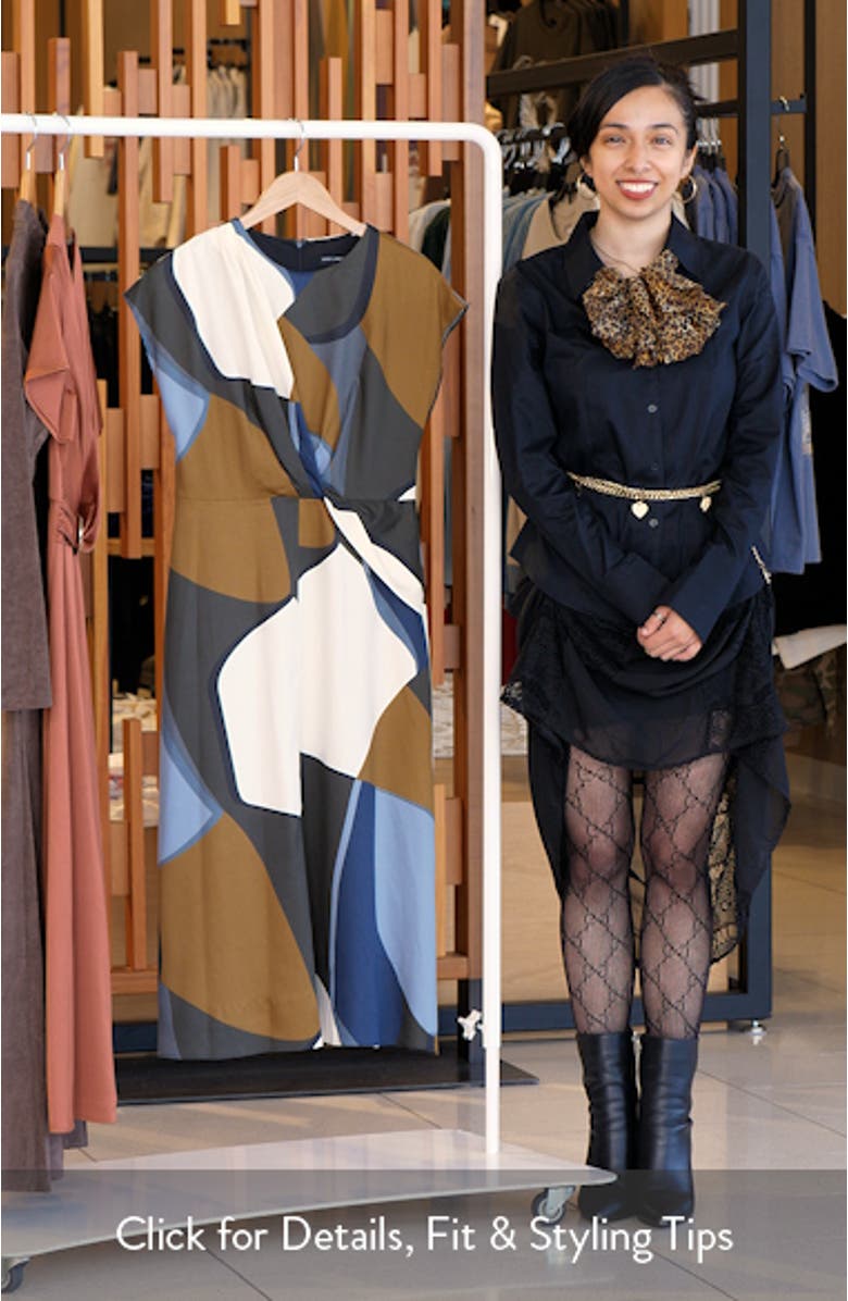 Abstract Print Twist Detail Midi Dress, sales video thumbnail