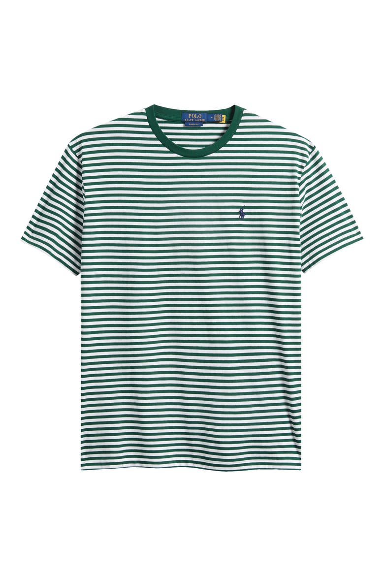 Classic Fit Stripe Cotton Jersey T-Shirt, Main, color, NEW FOREST/ WHITE