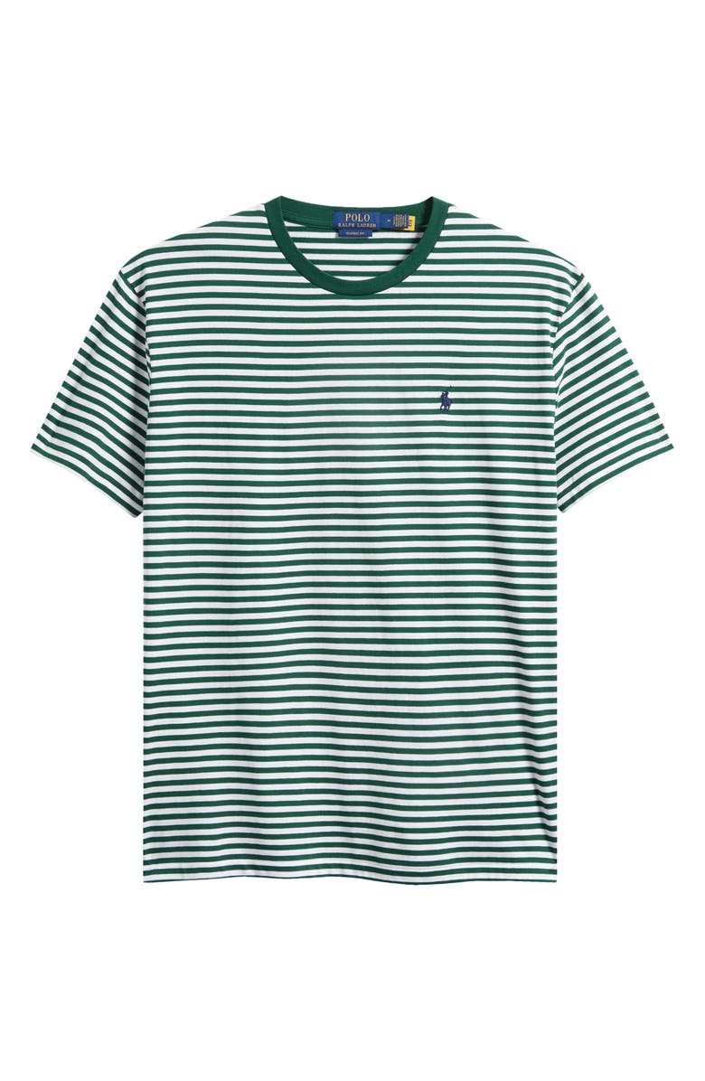 Polo Ralph Lauren Classic Fit Stripe Cotton Jersey T-Shirt, Main, color, New Forest/ White