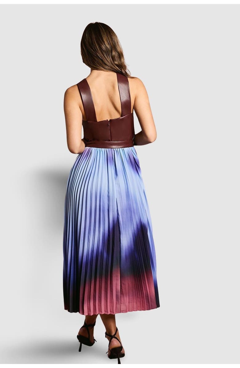 Coast PU Cross Neck Belted Midi Dress, Alternate, color, Burgundy