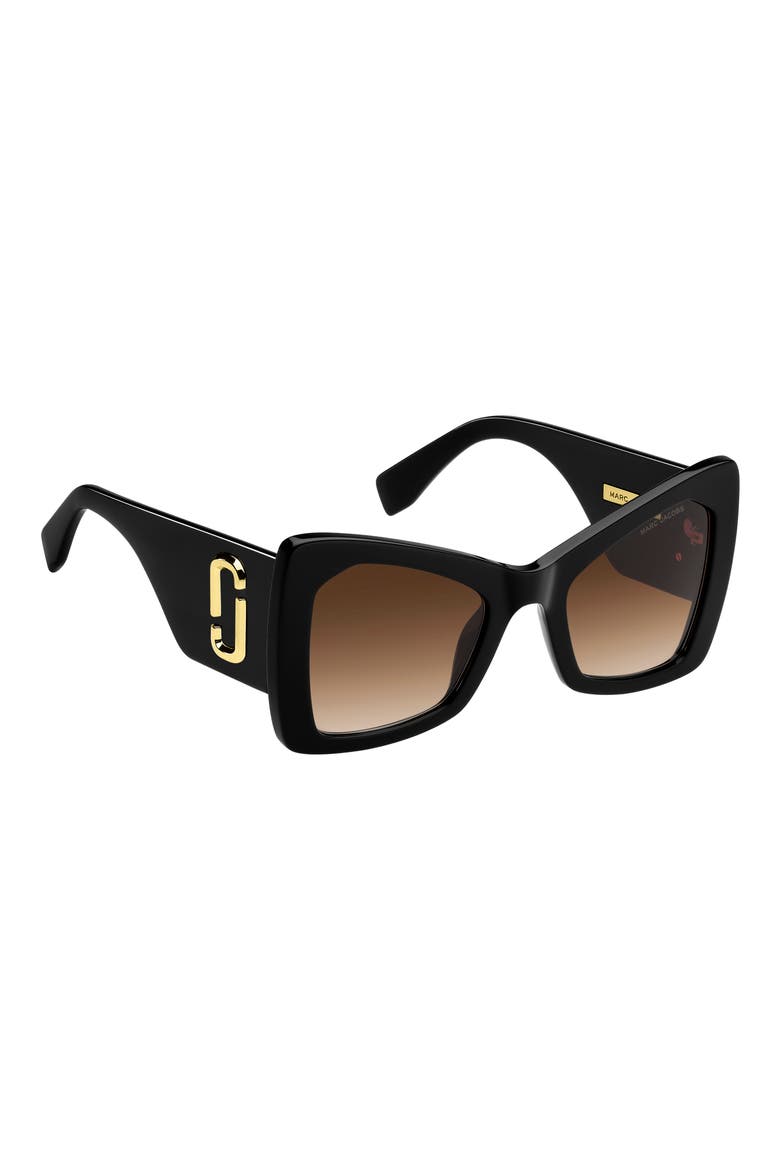 52mm Gradient Butterfly Sunglasses, Alternate, color, BLACK/ BROWN SF