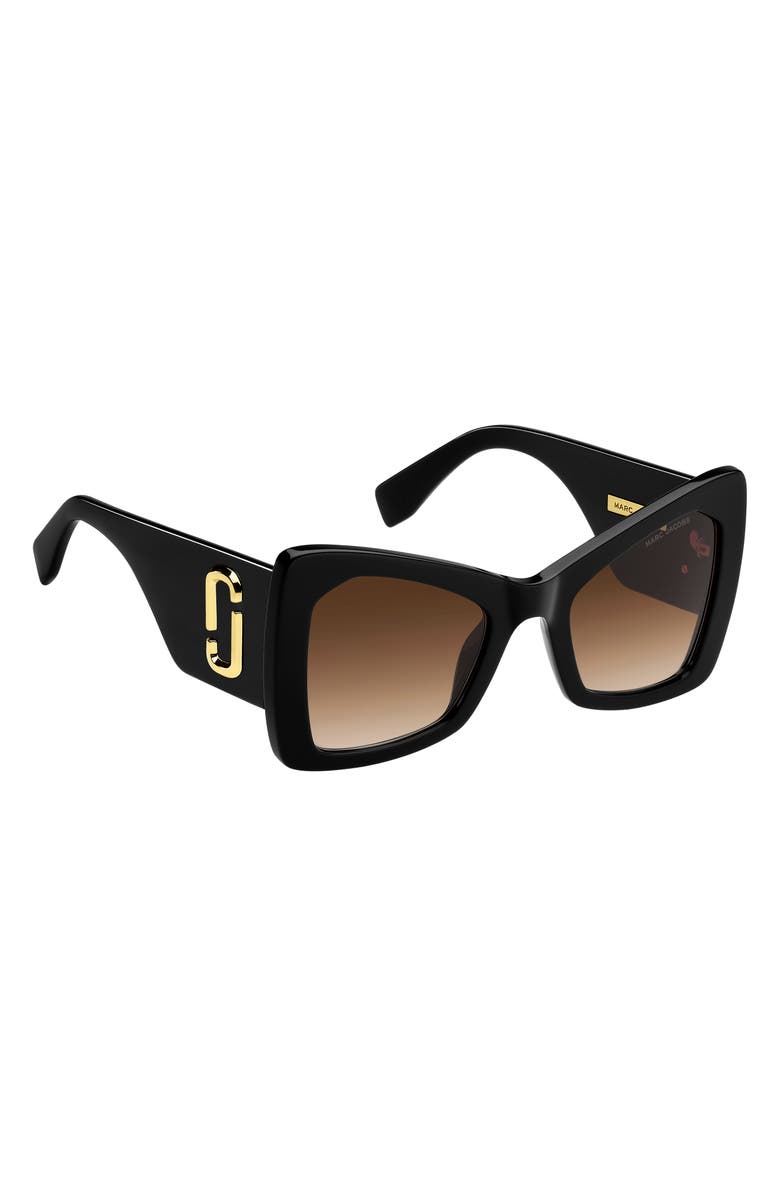 Marc Jacobs 52mm Gradient Butterfly Sunglasses, Alternate, color, Black/ Brown Sf