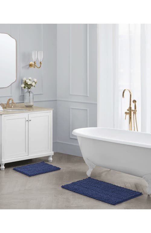 Laura Ashley Chenille Set Of 2 Bath Rugs In Indigo