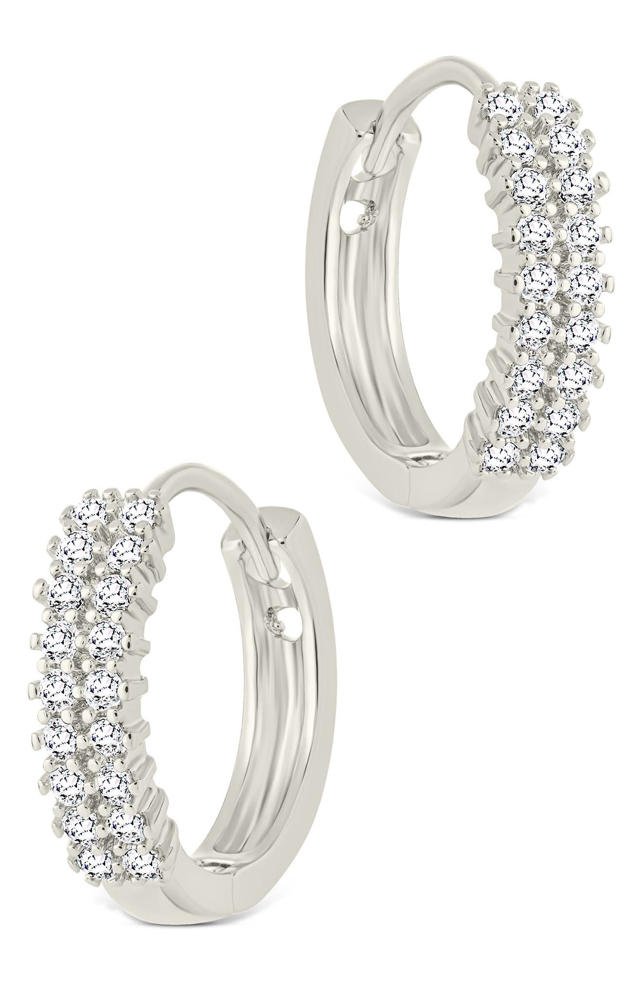 Sterling Forever Ximena Cubic Zirconia Pavé Hoop Earrings