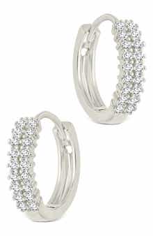 Sterling Forever Ximena Cubic Zirconia Pavé Hoop Earrings