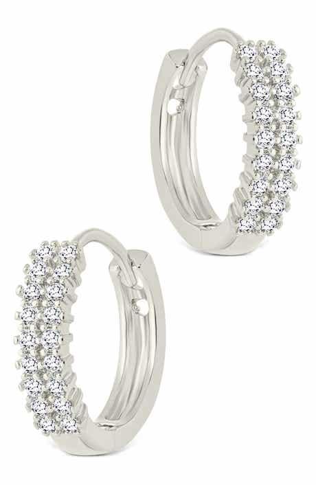Sterling Forever Ximena Cubic Zirconia Pavé Hoop Earrings