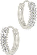 Sterling Forever Ximena Cubic Zirconia Pavé Hoop Earrings
