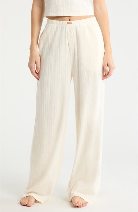 Pointelle Wide Leg Pajama Pants