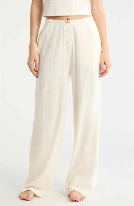 Pointelle Wide Leg Pajama Pants