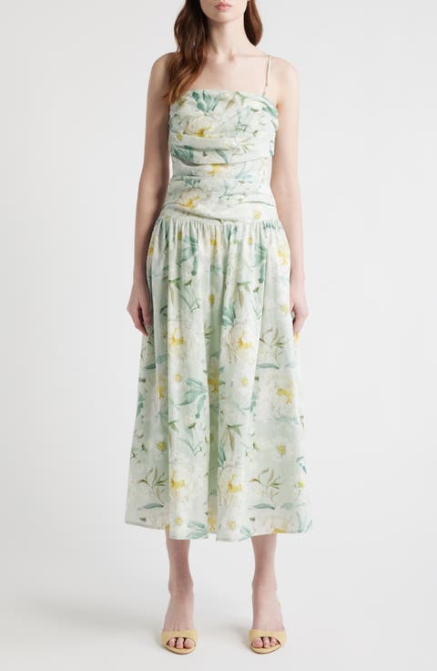 Marlowe Floral Cutout Back Drop Waist Midi Dress