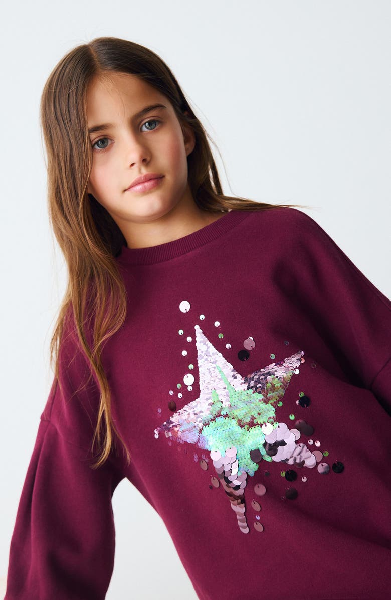 NEXT Kids' Sequin Star Sweatshirt Dress, Alternate, color, Red