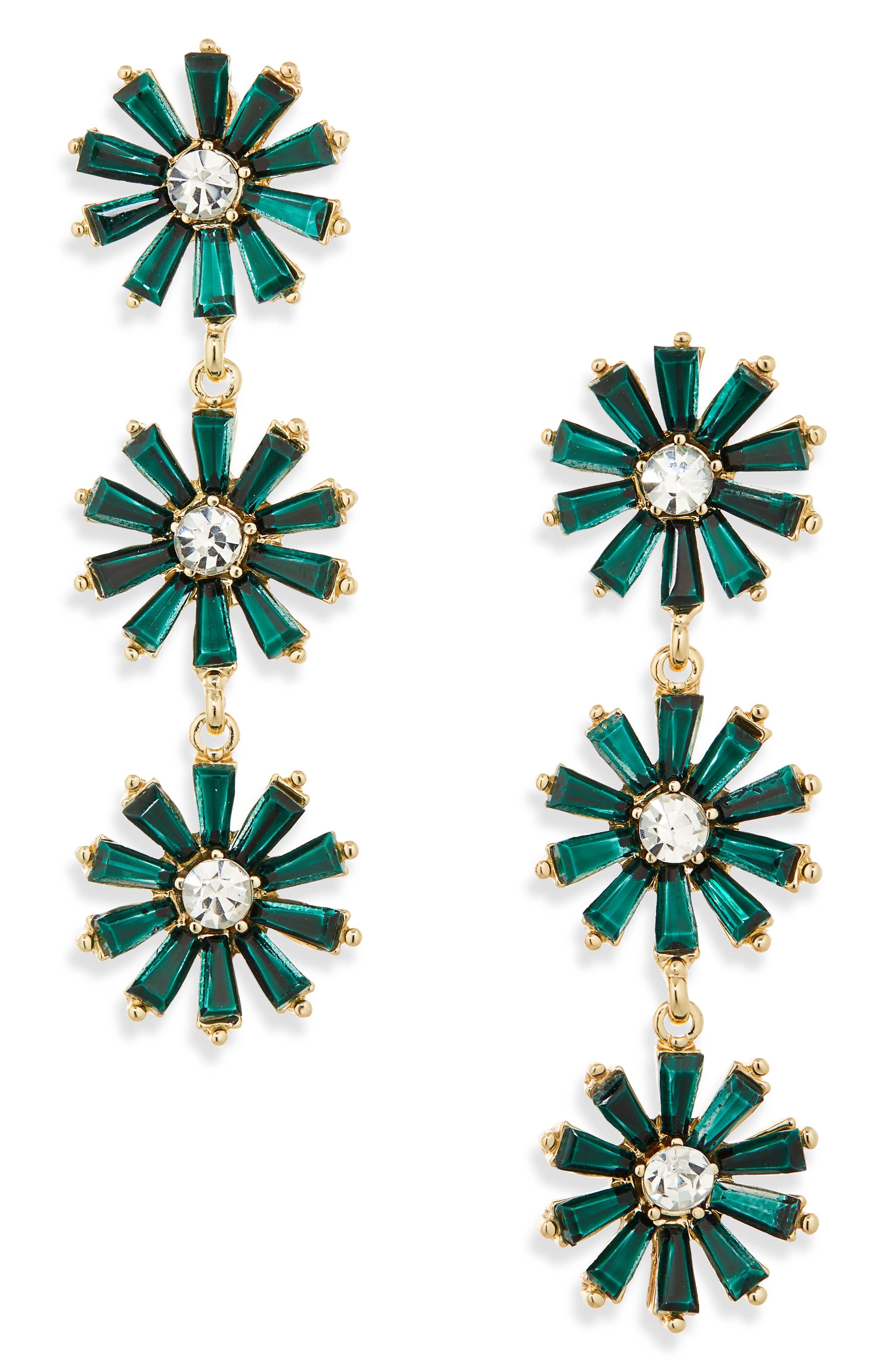 Cara Crystal Flower Linear Drop Earrings