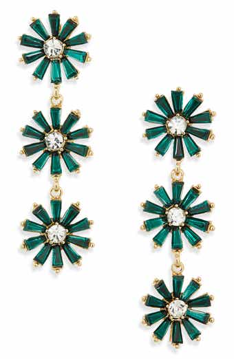 Cara Crystal Flower Linear Drop Earrings