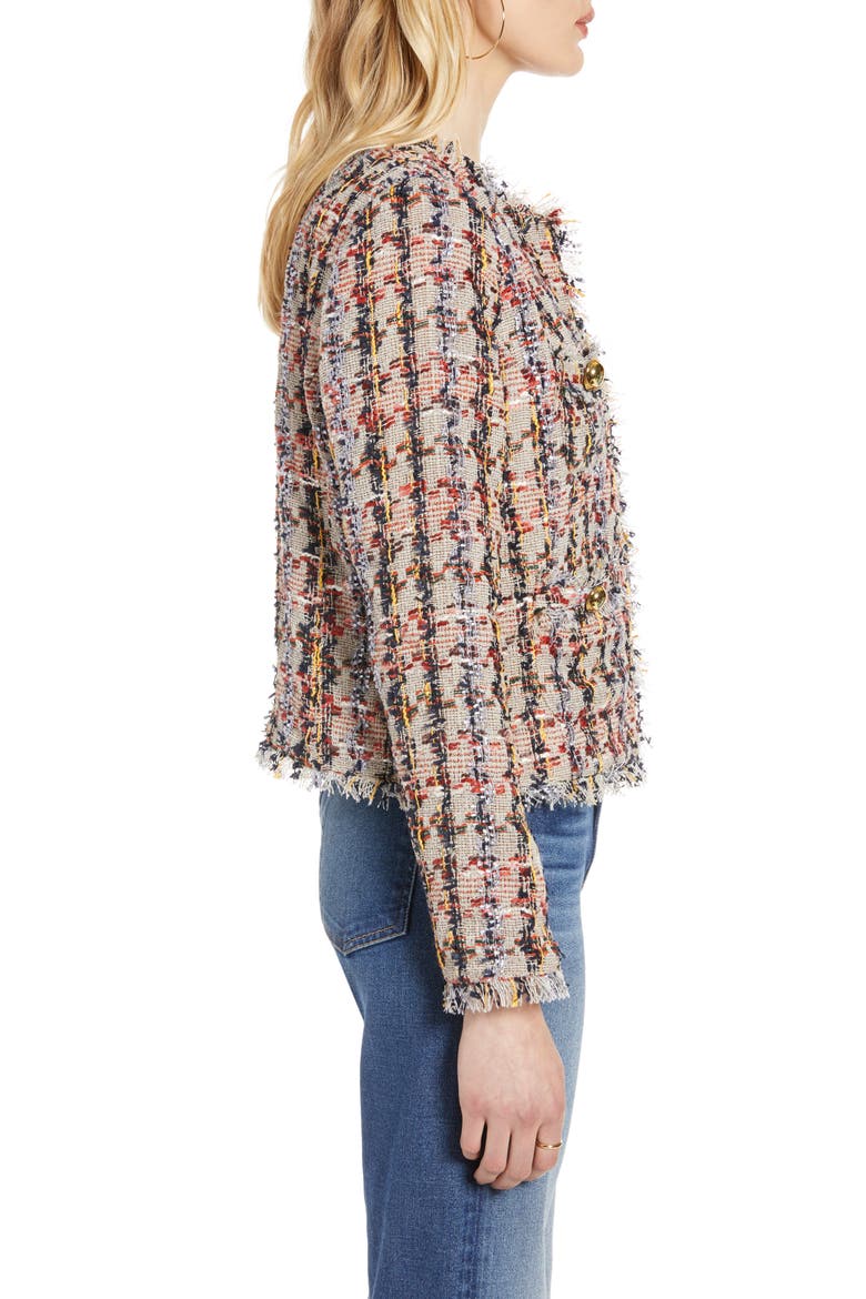 Raw Edge Cotton Blend Tweed Jacket, Alternate, color, TAN MULTI TWEED